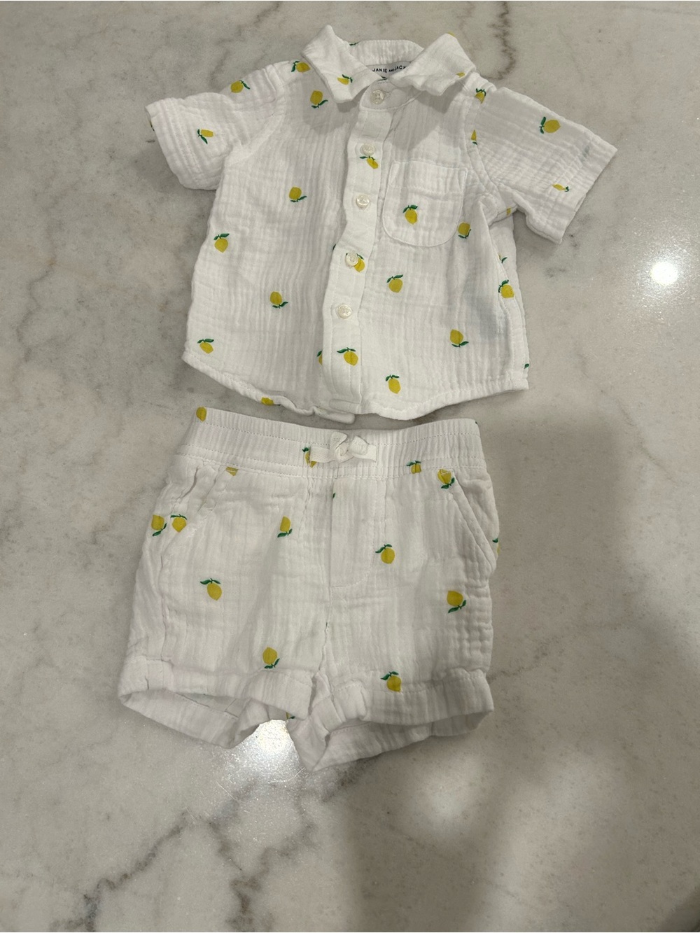 Janie and Jack White Lemon Print Two-Piece Set
